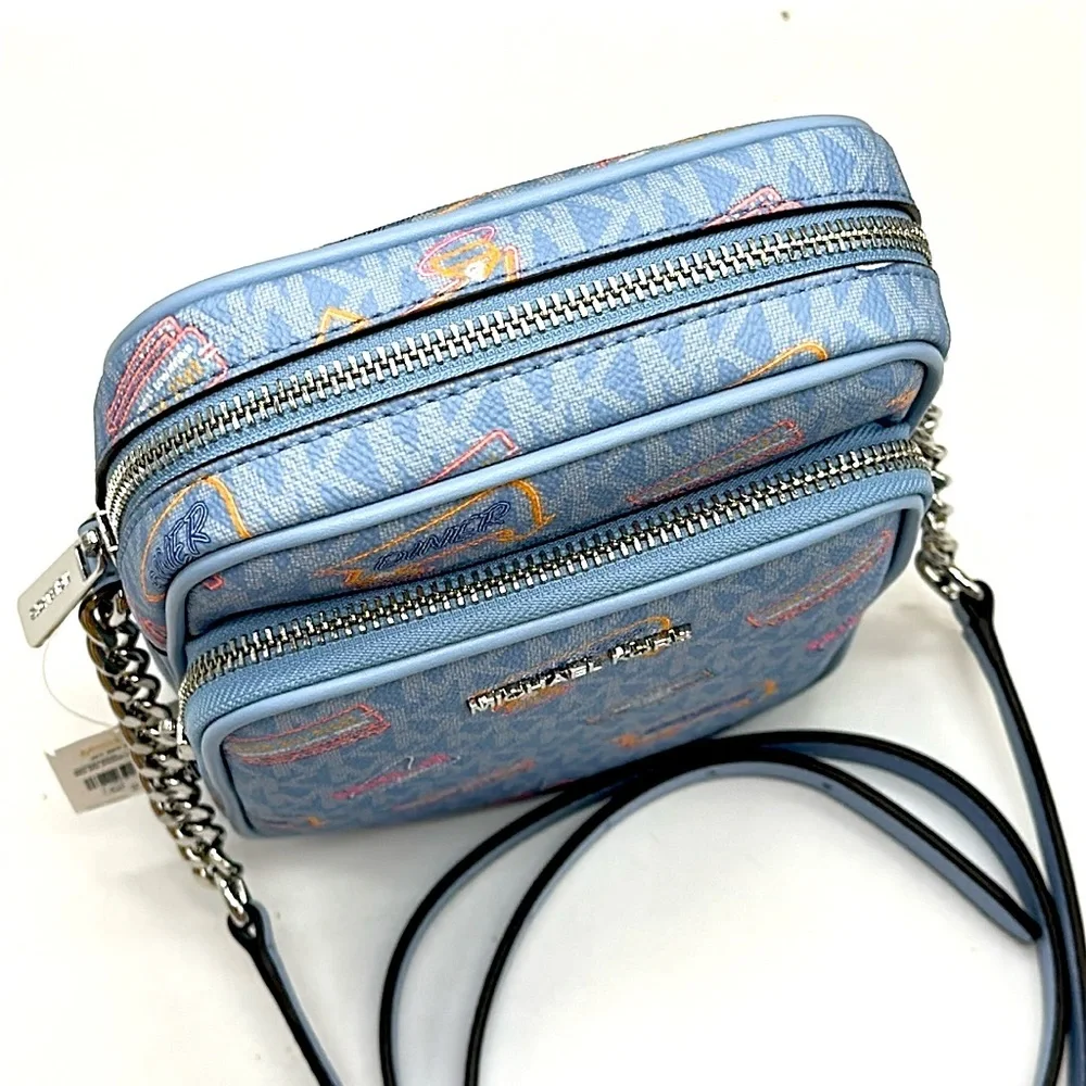 MICHAEL KORS Jet Set Medium Printed Signature Logo Crossbody NS CHAIN XBODY Bag